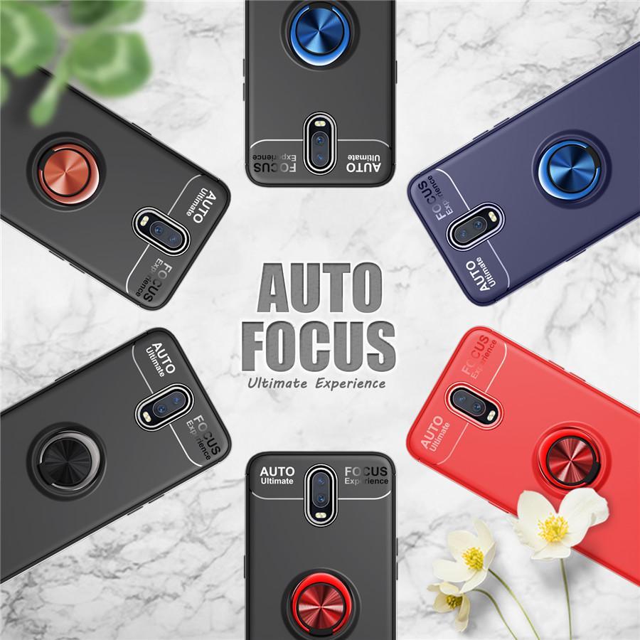 OnePlus 6T (3 in 1 Combo) Metallic Ring Holder Case + Tempered Glass + Earphones