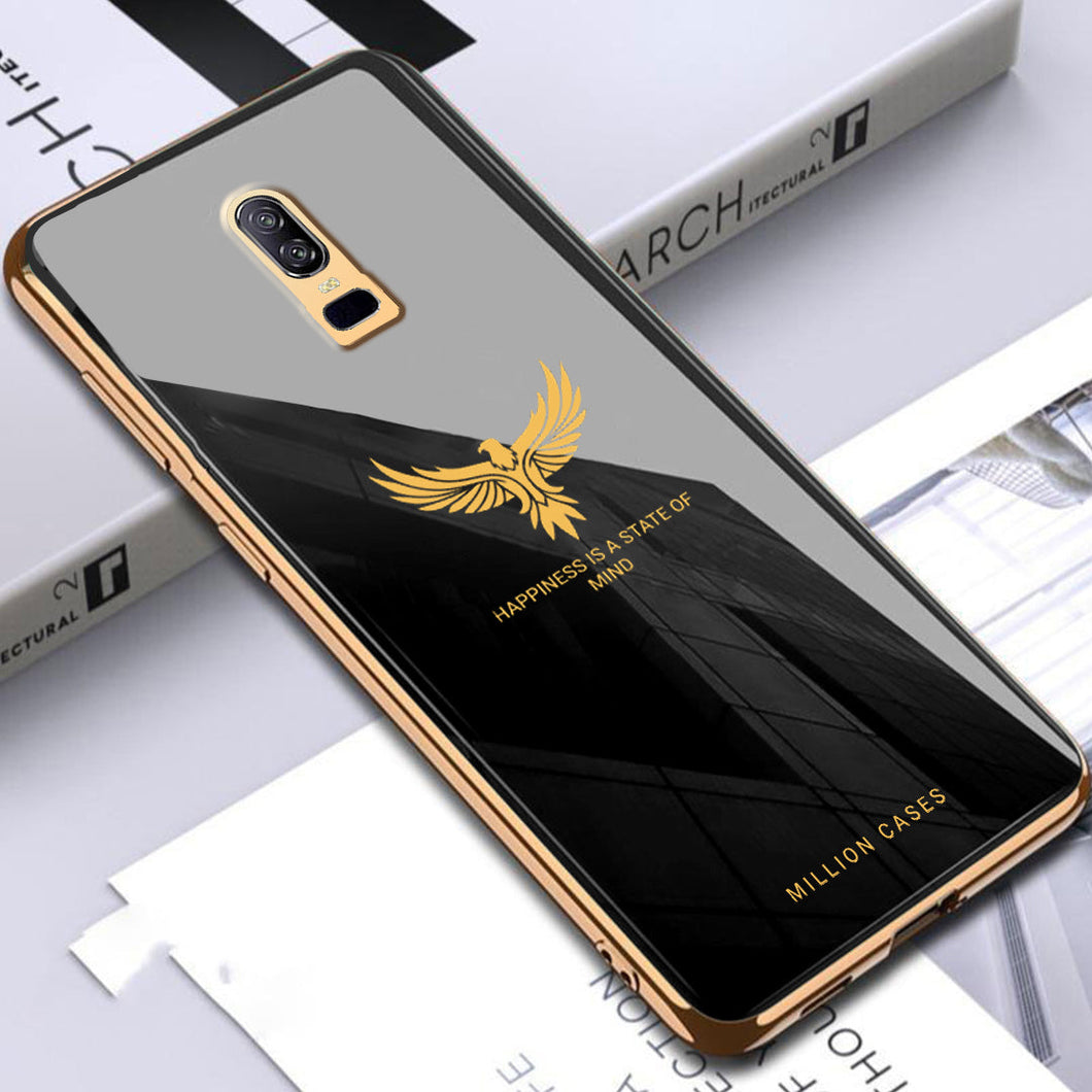 OnePlus 6 Eagle Pattern Electroplating Glass Case