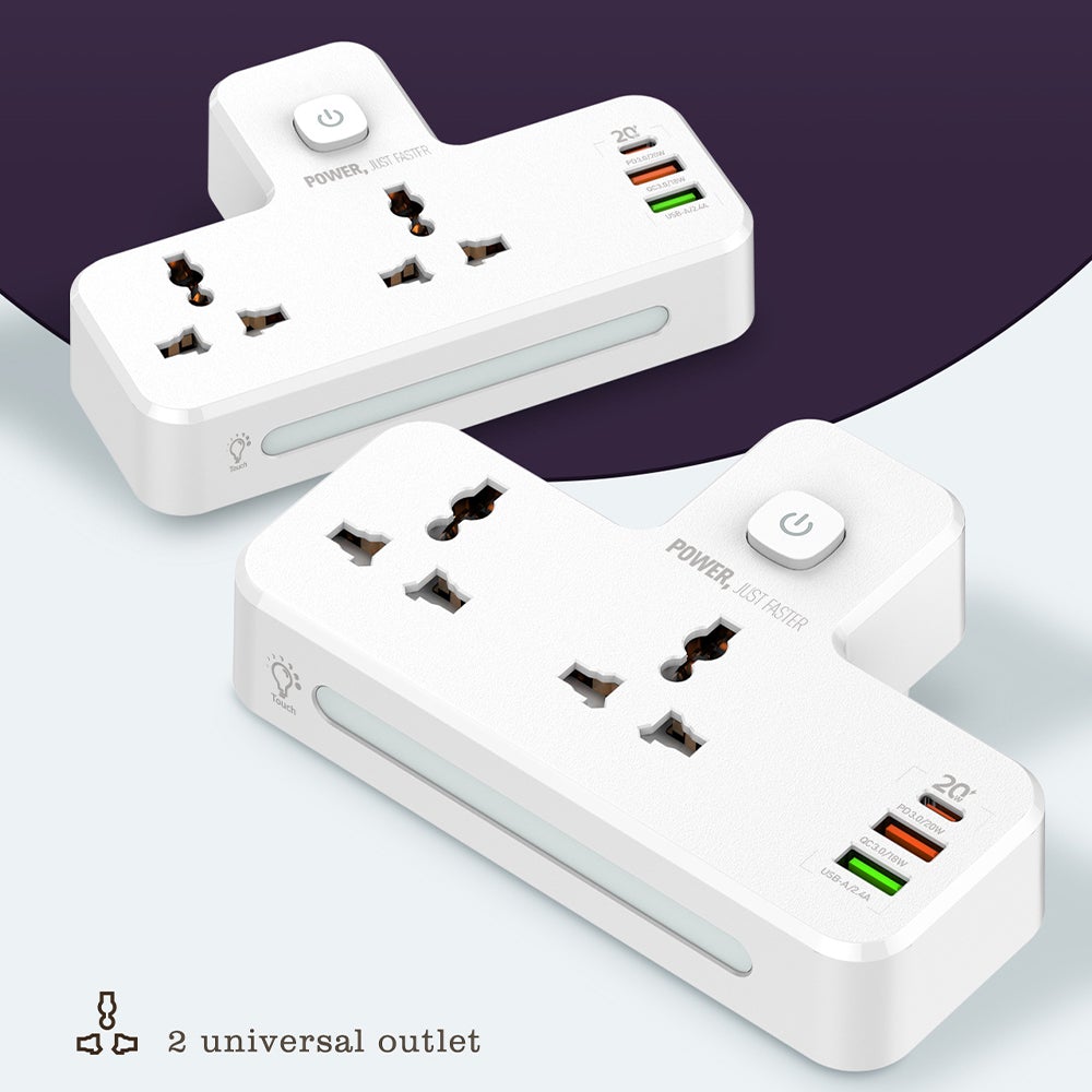 Smart Power Hub With Touch Control Night Lamp