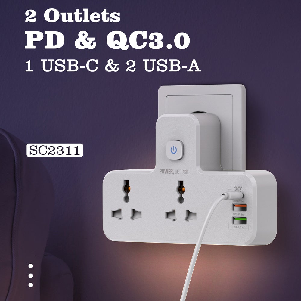 Smart Power Hub With Touch Control Night Lamp
