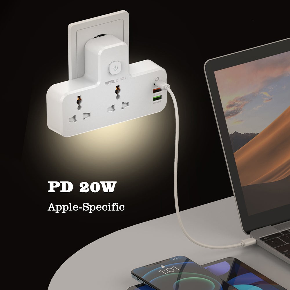 Smart Power Hub With Touch Control Night Lamp