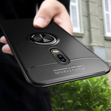 Load image into Gallery viewer, OnePlus 6T (3 in 1 Combo) Metallic Ring Holder Case + Tempered Glass + Earphones
