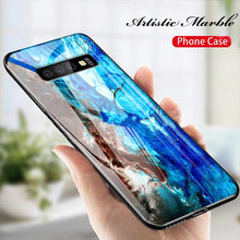 Load image into Gallery viewer, Galaxy S10 Soothing Sea Pattern Marble Glass Back Case
