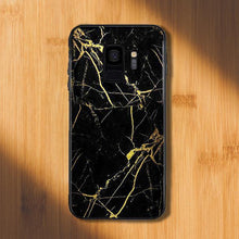 Load image into Gallery viewer, Galaxy S9 Gold Dust Texture Marble Glass Case
