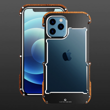 Load image into Gallery viewer, R-Just Aluminium &amp; Natural Wood Anti-shock Bumper Case
