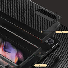 Load image into Gallery viewer, Galaxy Z Fold4 Frosted Carbon Fiber PU Leather Protective Case
