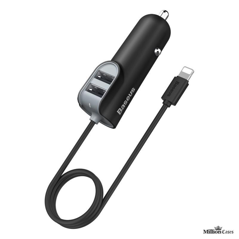 Baseus Universal Dual Port USB 5.5A Fast Car Charger with Lightning Charge Cable