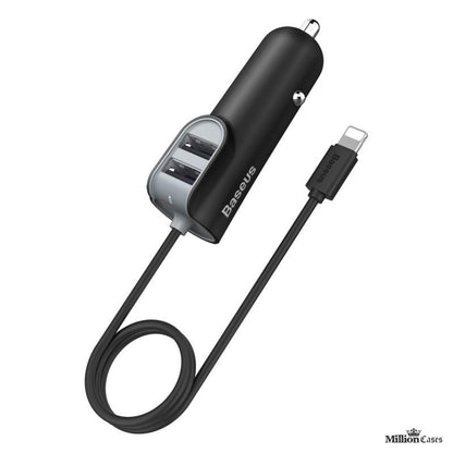 Baseus Universal Dual Port USB 5.5A Fast Car Charger with Lightning Charge Cable