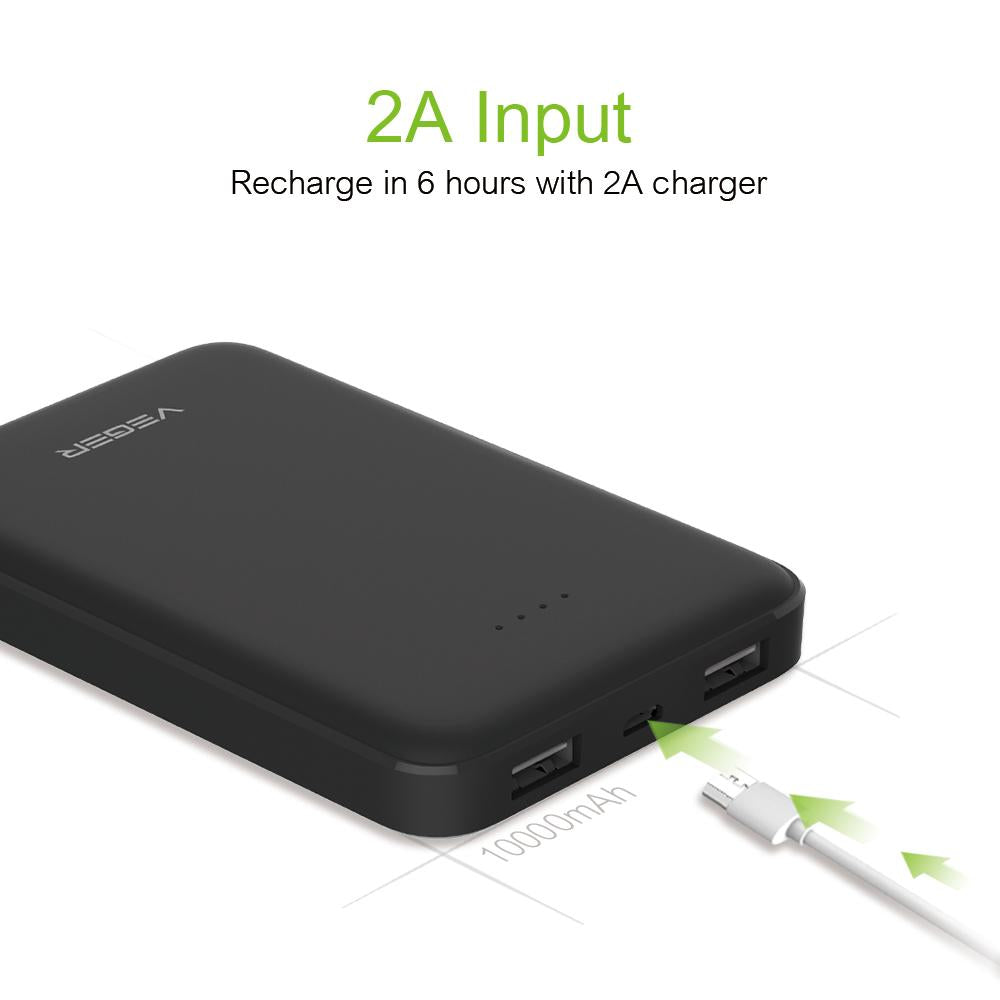 VEGER ® Dual-Port Palm-Size 10000 mAh Power Bank