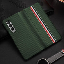 Load image into Gallery viewer, Galaxy Z Fold3 Luxury Leather Foldable Flip Case
