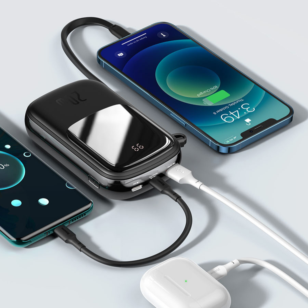 QPow Digital Display 10000mAh Powerbank - Type C Cable