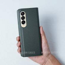 Load image into Gallery viewer, Galaxy Z Fold4 Carbon Fiber Leather Case
