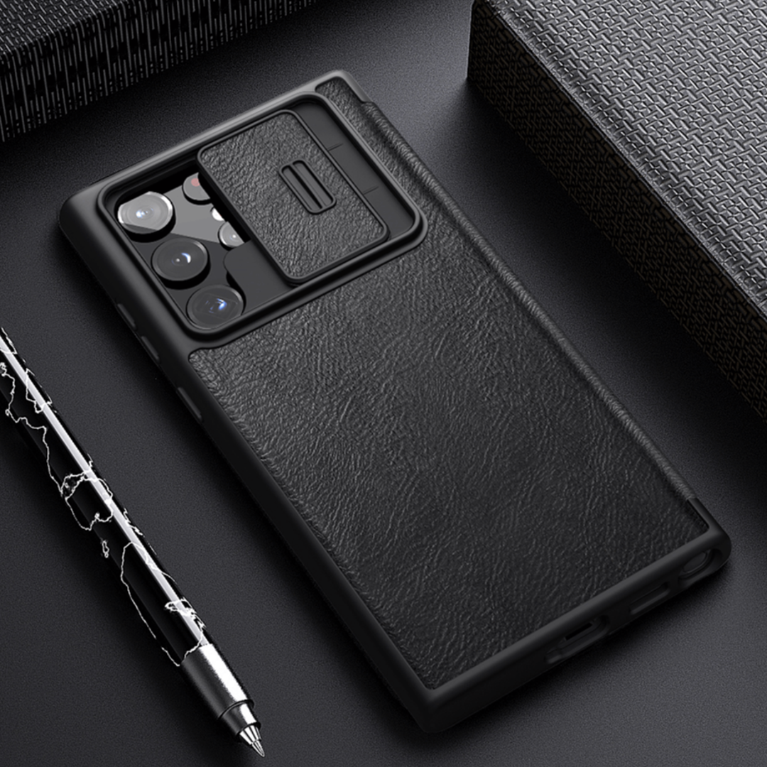 Camera Protection QIN Leather Flip Case - Samsung