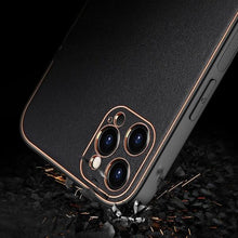 Load image into Gallery viewer, iPhone 12 Pro Leather Textured Gold Plated Case
