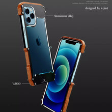 Load image into Gallery viewer, R-Just Aluminium &amp; Natural Wood Anti-shock Bumper Case
