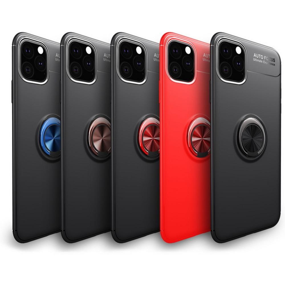 iPhone 11 (3 in 1 Combo) Metallic Ring Case + Tempered Glass + Earphones