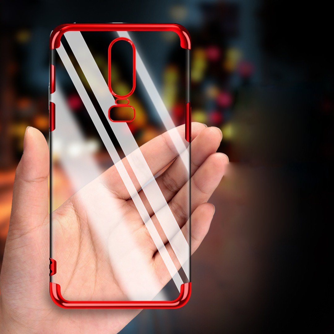 OnePlus 6 Premium Electroplating Silicone Transparent Glitter Case