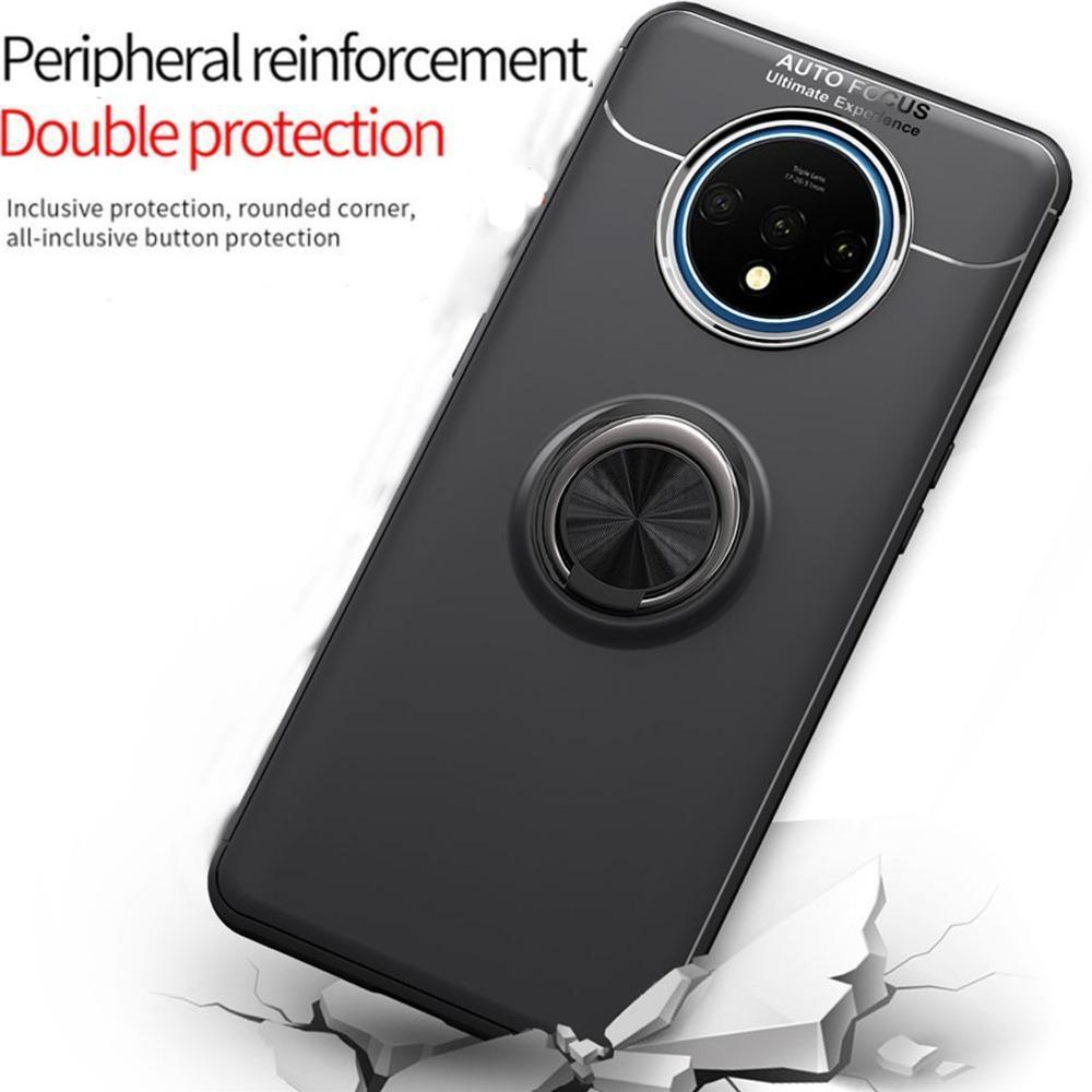 OnePlus 7T (2 in 1 Combo) Ring Holder Case + Lens Guard