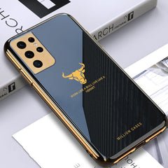 Galaxy S21 Ultra Bull Pattern Electroplating Glass Case