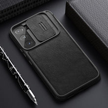 Load image into Gallery viewer, Galaxy S22 Camera Protection QIN Leather Flip Case
