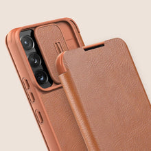 Load image into Gallery viewer, Galaxy S22 Plus Camera Protection QIN Leather Flip Case
